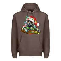 Coffee christmas scottish fold cat Premium Hoodie - LillyAllenDesigns