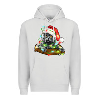 Dove Grey christmas scottish fold cat Premium Hoodie - LillyAllenDesigns