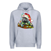 Heather Grey christmas scottish fold cat Premium Hoodie - LillyAllenDesigns