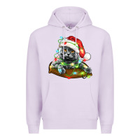 Lilac christmas scottish fold cat Premium Hoodie - LillyAllenDesigns