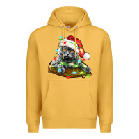 Mustard christmas scottish fold cat Premium Hoodie - LillyAllenDesigns