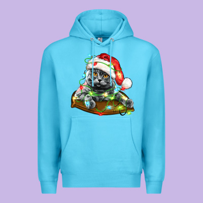 Christmas Scottish Fold Cat Premium Hoodie Designed By Lillyallendesigns