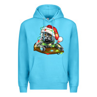 Ocean Blue christmas scottish fold cat Premium Hoodie - LillyAllenDesigns