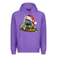 Purple christmas scottish fold cat Premium Hoodie - LillyAllenDesigns