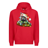 Red christmas scottish fold cat Premium Hoodie - LillyAllenDesigns