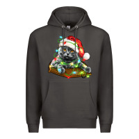 Smoke christmas scottish fold cat Premium Hoodie - LillyAllenDesigns