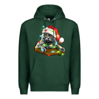 Sports Green christmas scottish fold cat Premium Hoodie - LillyAllenDesigns