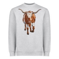 Heather Grey longhorn cow Heavyweight Sweatshirt - RanaPortraitStore