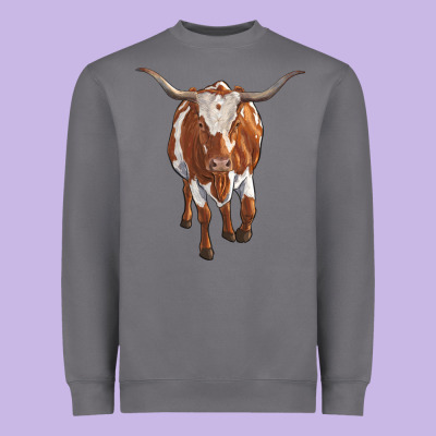 Longhorn Cow Heavyweight Sweatshirt Designed By Ranaportraitstore