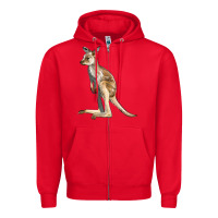 Red baby kangaroo Zipper Hoodie - LillyAllenDesigns
