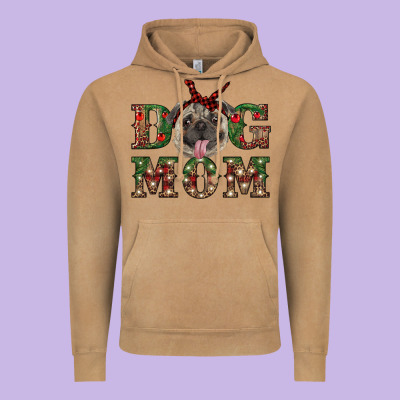 Christmas Pug Mom Vintage Hoodie Designed By Ranaportraitstore
