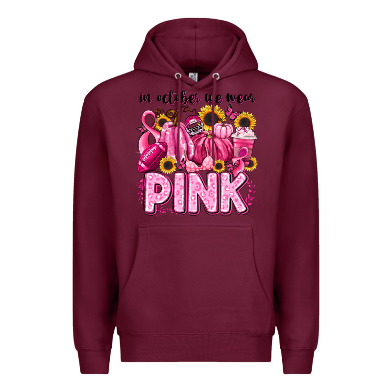 In October We Wear Pink Football Premium Hoodie by LillyAllenDesigns | Teevron