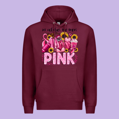 In October We Wear Pink Football Premium Hoodie Designed By Lillyallendesigns