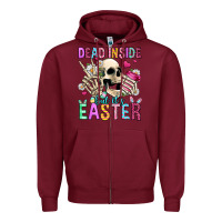 Burgundy dead inside but it's easter Zipper Hoodie - Jasminsmagicworld