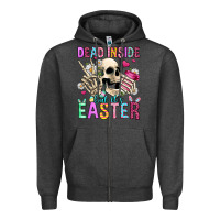 Charcoal Heather dead inside but it's easter Zipper Hoodie - Jasminsmagicworld