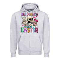 Heather Grey dead inside but it's easter Zipper Hoodie - Jasminsmagicworld