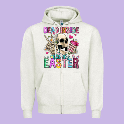 Dead Inside But It's Easter Zipper Hoodie Designed By Jasminsmagicworld