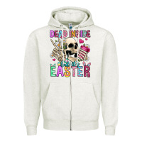 Oatmeal Heather dead inside but it's easter Zipper Hoodie - Jasminsmagicworld