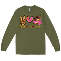 Army Green peace love donuts Long Sleeve Tee - AdoDesignShop