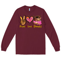 Burgundy peace love donuts Long Sleeve Tee - AdoDesignShop