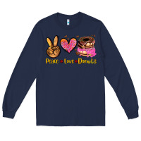 Navy peace love donuts Long Sleeve Tee - AdoDesignShop