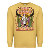 Antique Gold she kinda buck wild with bull skull Premium Sweatshirt - NancyCooperArtShop