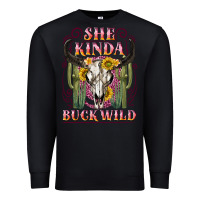 Black she kinda buck wild with bull skull Premium Sweatshirt - NancyCooperArtShop