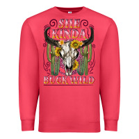 Cardinal she kinda buck wild with bull skull Premium Sweatshirt - NancyCooperArtShop