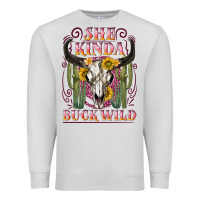 Dove Grey she kinda buck wild with bull skull Premium Sweatshirt - NancyCooperArtShop