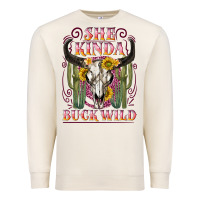 Sandshell she kinda buck wild with bull skull Premium Sweatshirt - NancyCooperArtShop
