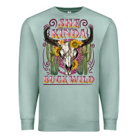 Seafoam she kinda buck wild with bull skull Premium Sweatshirt - NancyCooperArtShop