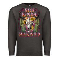 Smoke she kinda buck wild with bull skull Premium Sweatshirt - NancyCooperArtShop