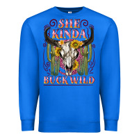 True Royal she kinda buck wild with bull skull Premium Sweatshirt - NancyCooperArtShop