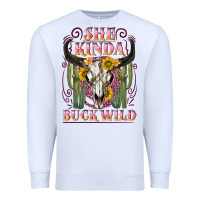 White she kinda buck wild with bull skull Premium Sweatshirt - NancyCooperArtShop
