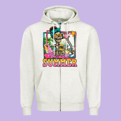 Sweet Summer Skeleton Zipper Hoodie Designed By Jasminsmagicworld
