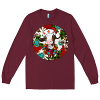 Burgundy Christmas cow gemstone Long Sleeve Tee - Artiststas