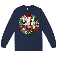 Navy Christmas cow gemstone Long Sleeve Tee - Artiststas