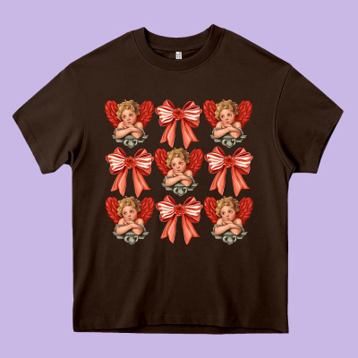 Valentines Eros And Bow Heavy Core Tee Designed By Cowhidedigitalart
