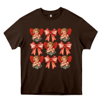 Chocolate Brown Valentines Eros and bow Heavy Core Tee - CowhideDigitalArt