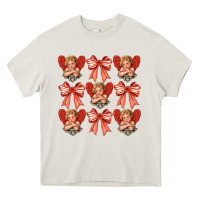 Cream Valentines Eros and bow Heavy Core Tee - CowhideDigitalArt