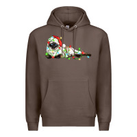 Coffee christmas siamese cat Premium Hoodie - LillyAllenDesigns