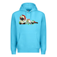 Ocean Blue christmas siamese cat Premium Hoodie - LillyAllenDesigns