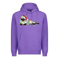 Purple christmas siamese cat Premium Hoodie - LillyAllenDesigns