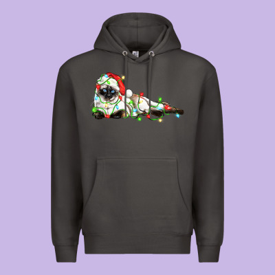 Christmas Siamese Cat Premium Hoodie Designed By Lillyallendesigns