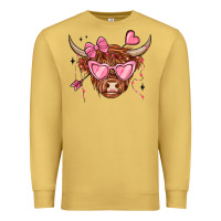 Antique Gold valentines day long haired cow Premium Sweatshirt - MaliasSmallBusiness
