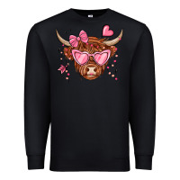 Black valentines day long haired cow Premium Sweatshirt - MaliasSmallBusiness