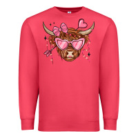 Cardinal valentines day long haired cow Premium Sweatshirt - MaliasSmallBusiness