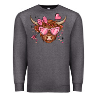 Charcoal Heather valentines day long haired cow Premium Sweatshirt - MaliasSmallBusiness