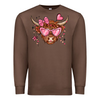Chestnut valentines day long haired cow Premium Sweatshirt - MaliasSmallBusiness