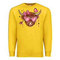 Lemon valentines day long haired cow Premium Sweatshirt - MaliasSmallBusiness